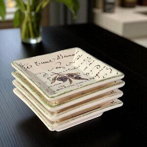 Williams-Sonoma Olive Oil Dipping Plates 4” Set Of 4 Script Dishes